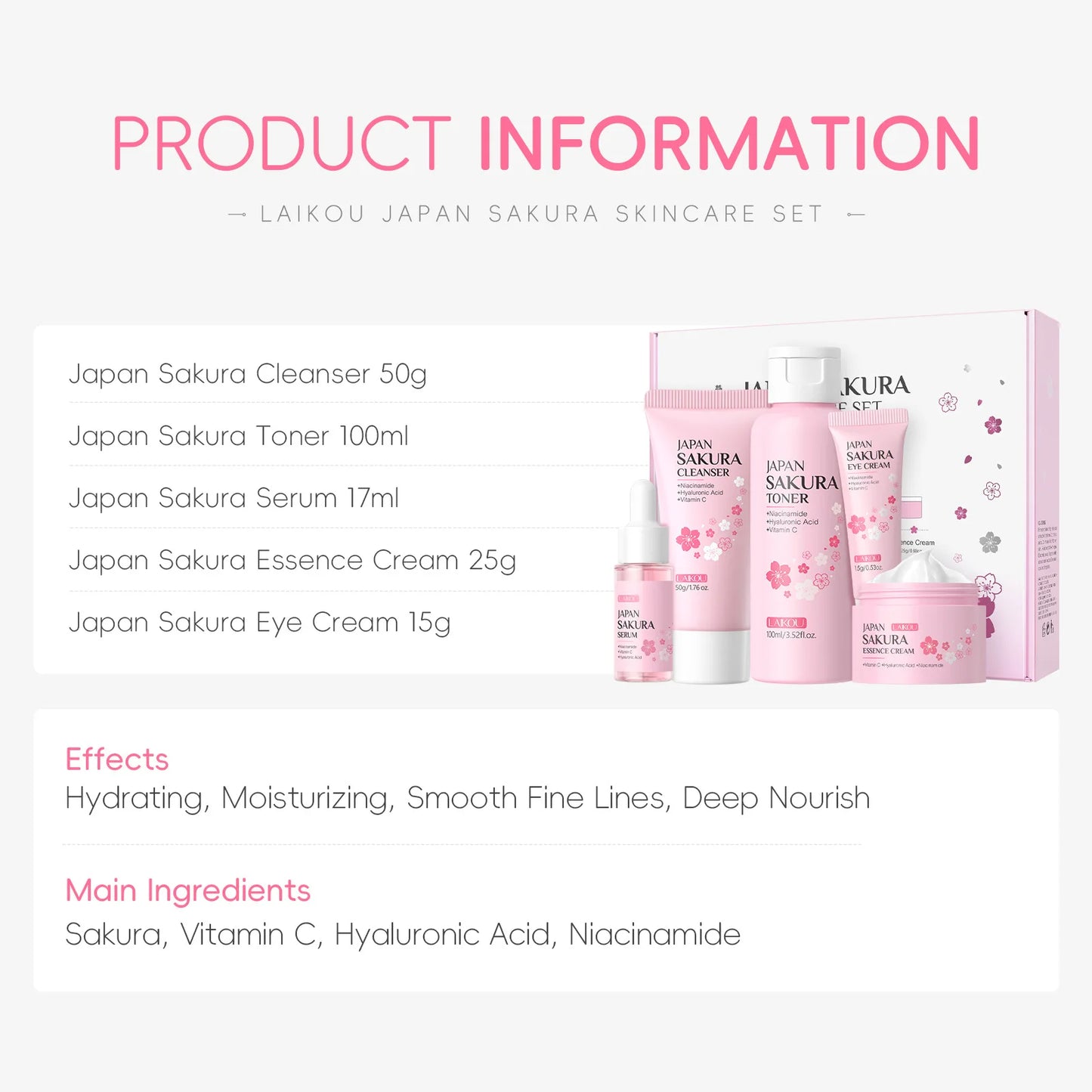 LAIKOU Sakura 5pcs Skin Care Kit