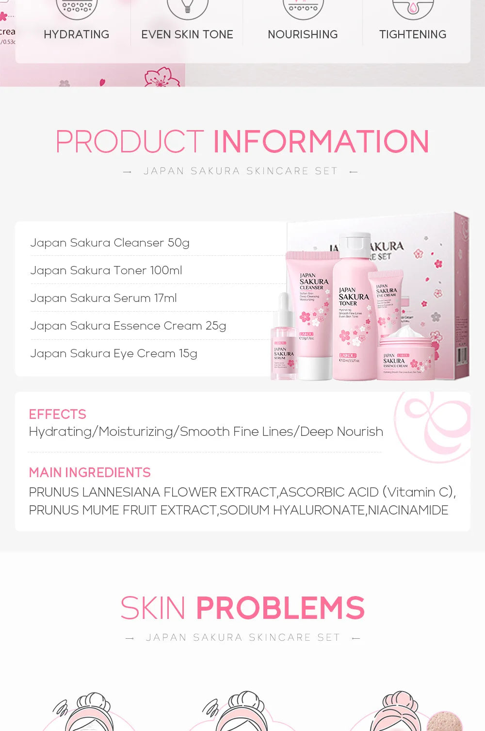 LAIKOU Sakura 5pcs Skin Care Kit